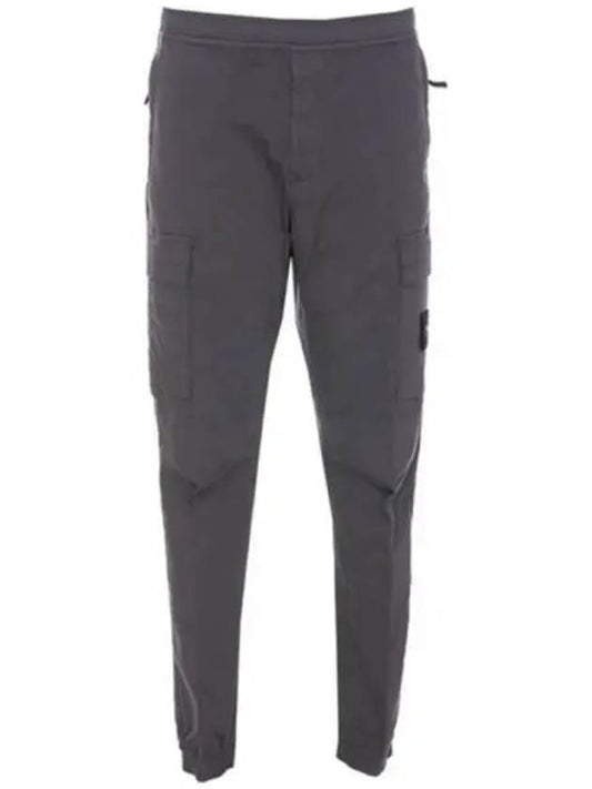 Garment Dyed Cotton Wool Satin Cargo Track Pants Grey - STONE ISLAND - BALAAN 2