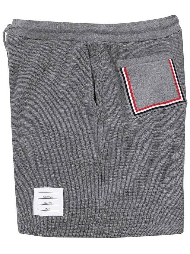 Men's Textured Cotton Shorts Grey - THOM BROWNE - BALAAN 4