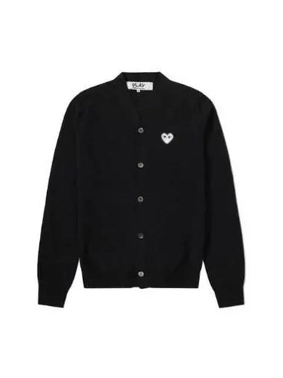 White Heart Wappen V-neck Cardigan Black - COMME DES GARCONS - BALAAN 2