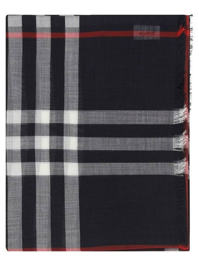 Checkered Wool Silk Scarf Navy - BURBERRY - BALAAN 2