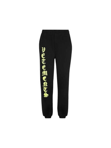 Anarchy Neon Logo Track Pants Black - VETEMENTS - BALAAN 1