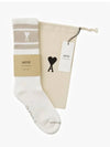 ADC Stripe Heart Logo Socks Beige - AMI - BALAAN 5