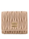 Matelasse Logo Nappa Leather Half Wallet Powder Pink - MIU MIU - BALAAN 1