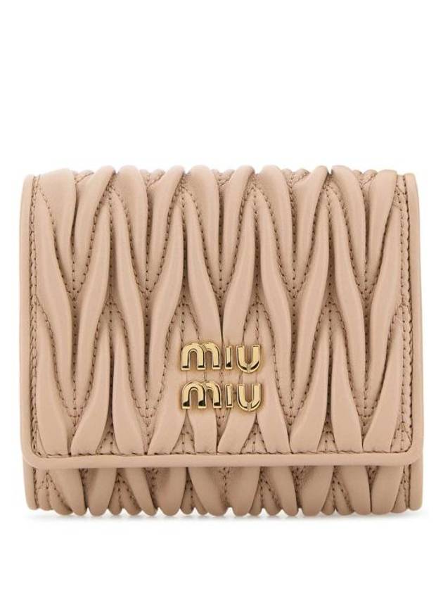 Matelasse Logo Nappa Leather Half Wallet Powder Pink - MIU MIU - BALAAN 1