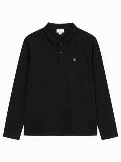 CK Logo Regular Fit Long Sleeve Polo Shirt Black - CALVIN KLEIN - BALAAN 2