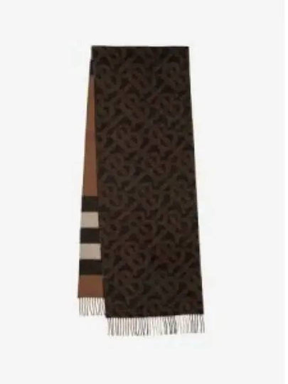 TB Monogram Fringe Cashmere Scarf Brown - BURBERRY - BALAAN 2