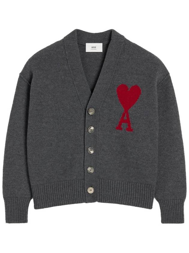 De Coeur Logo Wool Cardigan Grey - AMI - BALAAN 2