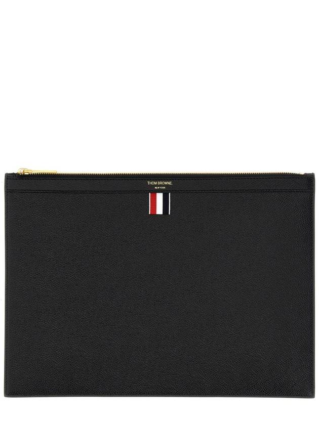 Medium Document Holder Clutch Bag Black - THOM BROWNE - BALAAN 2