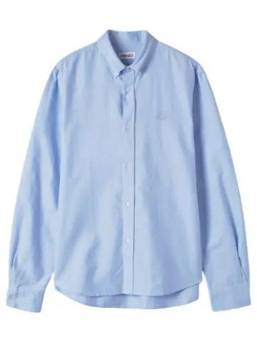 Tiger Logo Embroidered Shirt Light Blue - KENZO - BALAAN 1