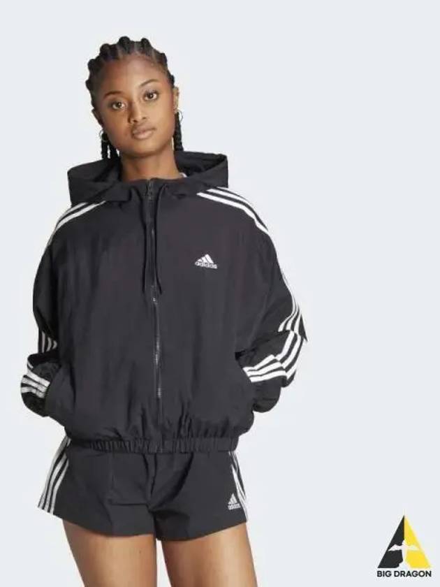 Women s 3S Woven Windbreaker BLACKwhite - ADIDAS - BALAAN 1