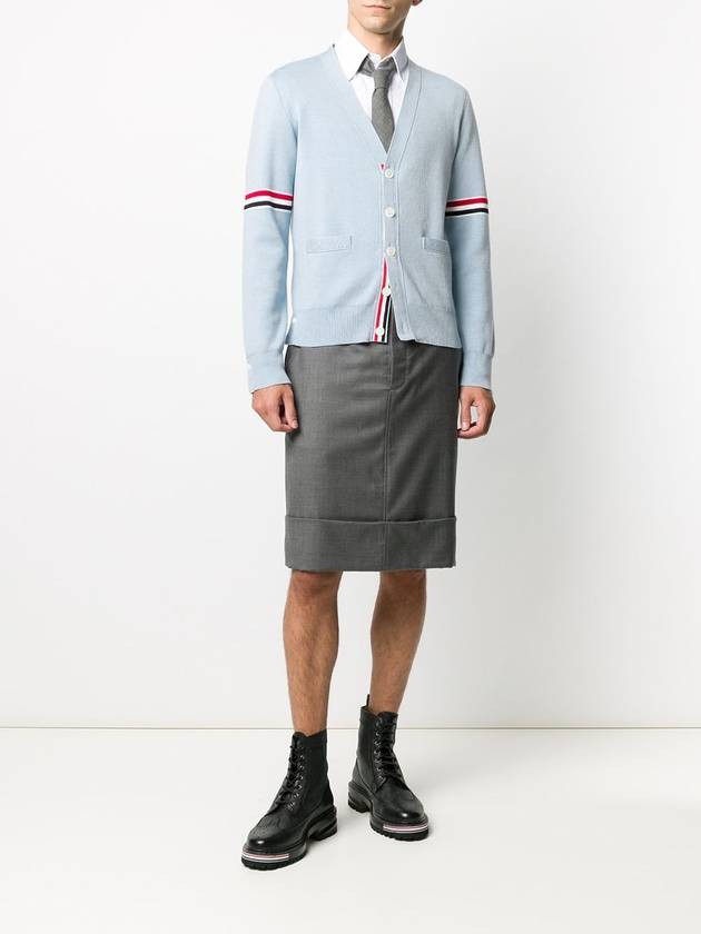 Milano Stitch Sprite Armband Cotton V-neck Cardigan Light Blue - THOM BROWNE - BALAAN 4