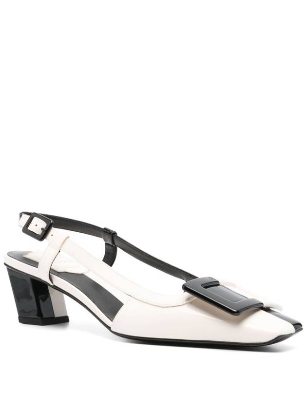 Belle Vivier Patent Leather Slingback Heel Black White - ROGER VIVIER - BALAAN 5