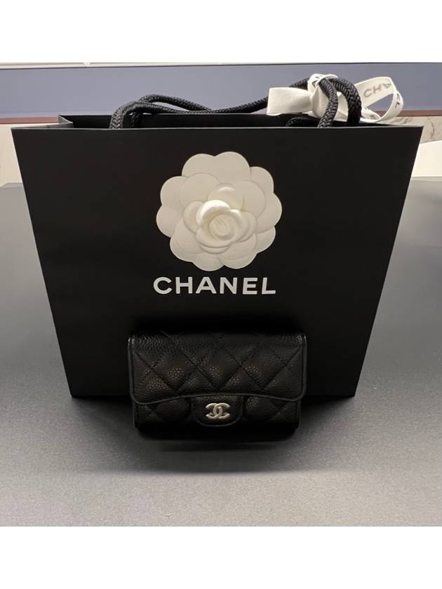 Classic Card Holder Grained Calfskin Silver Black - CHANEL - BALAAN 9