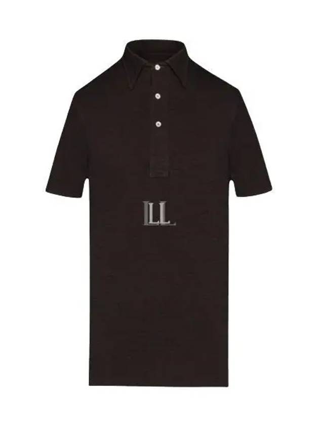 Collared Knit Pique Polo Shirt Dark Brown - MAISON MARGIELA - BALAAN 2