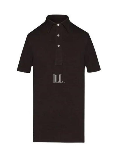 Collared Knit Pique Polo Shirt Dark Brown - MAISON MARGIELA - BALAAN 2