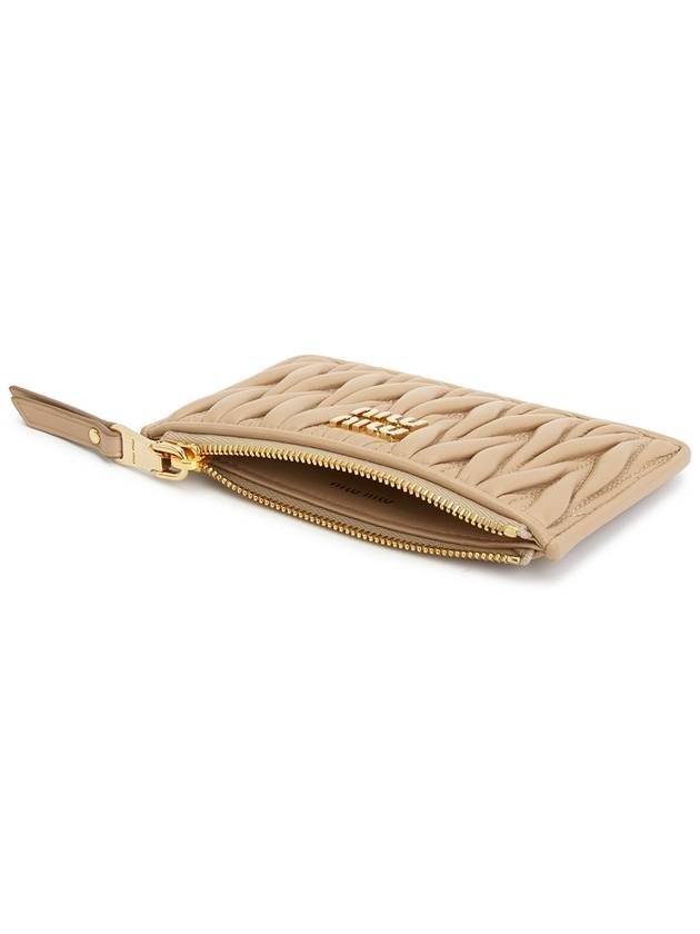 Matelasse leather card wallet beige - MIU MIU - BALAAN 5