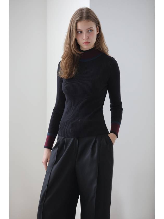 Kaisienne color block half neck polar knit black - CAHIERS - BALAAN 3