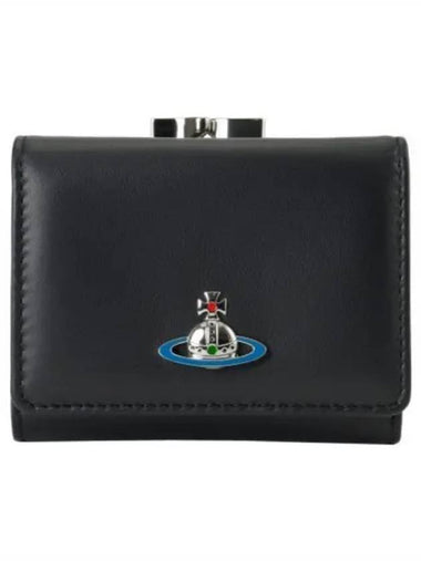 Small Frame Leather Half Wallet Black - VIVIENNE WESTWOOD - BALAAN 1