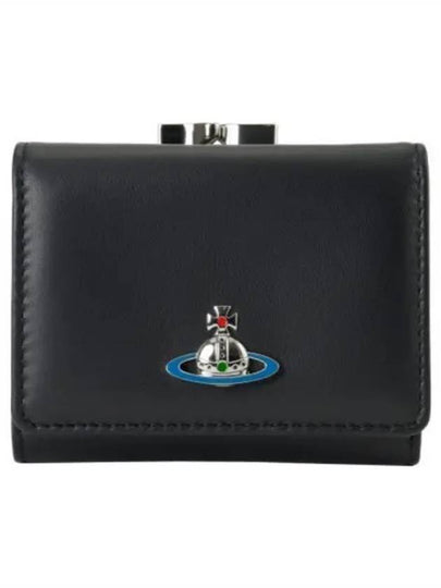 Small Frame Leather Half Wallet Black - VIVIENNE WESTWOOD - BALAAN 2