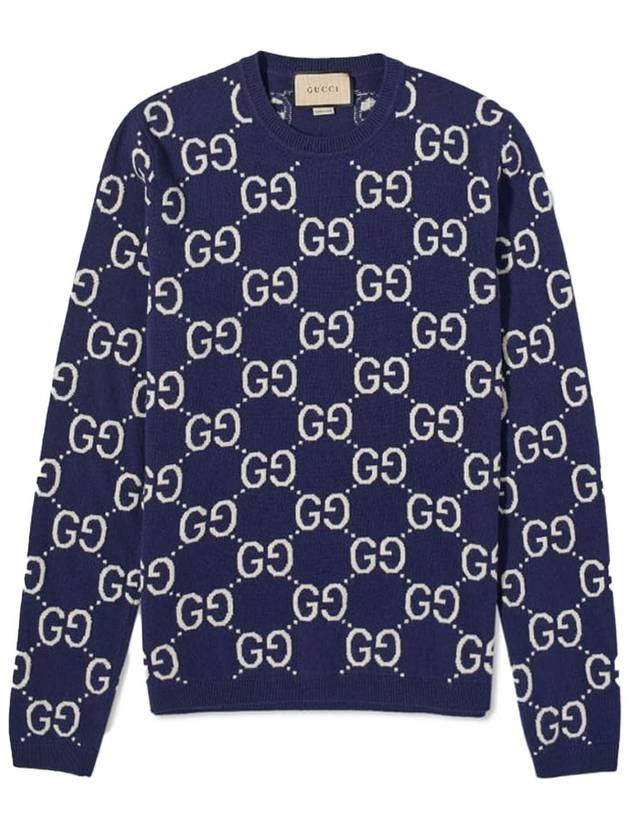 GG Wool Jacquard Knit Top Blue - GUCCI - BALAAN 2