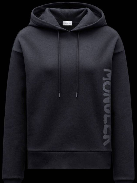 Women's Side Logo Hoodie Black - MONCLER - BALAAN.