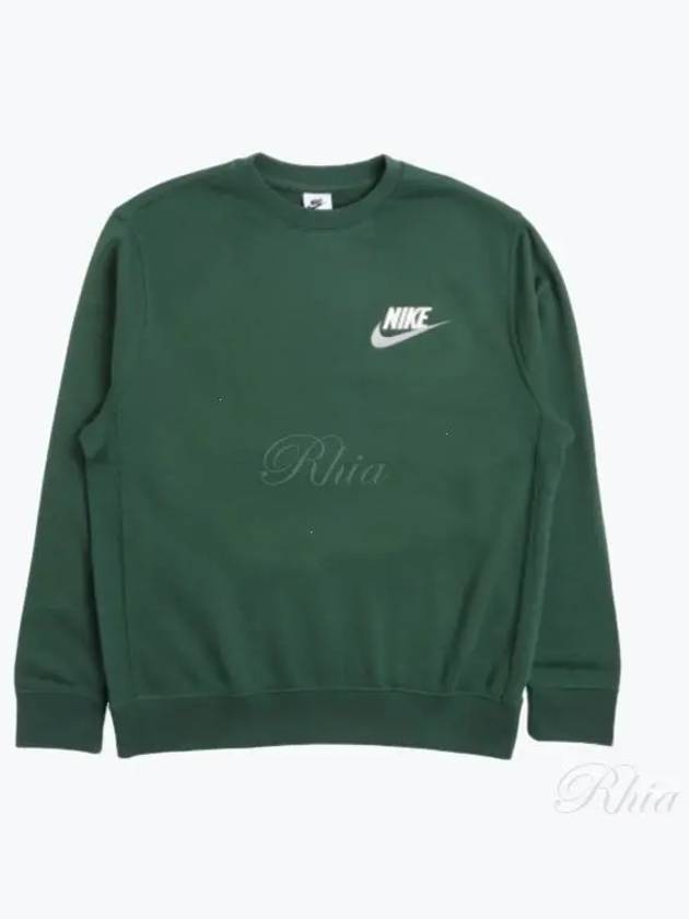 Men's Club French Terry Crew Long Sleeve T-Shirt Green - NIKE - BALAAN 2