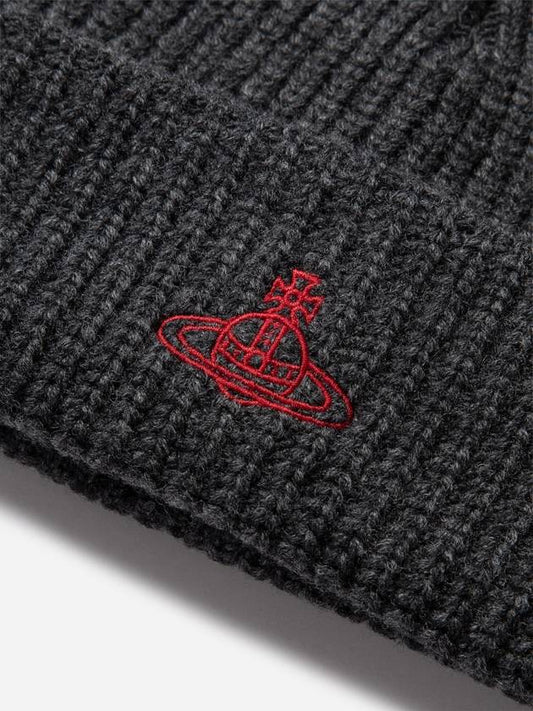 Sporty ORB Logo Beanie Gray Melange Color - VIVIENNE WESTWOOD - BALAAN 2