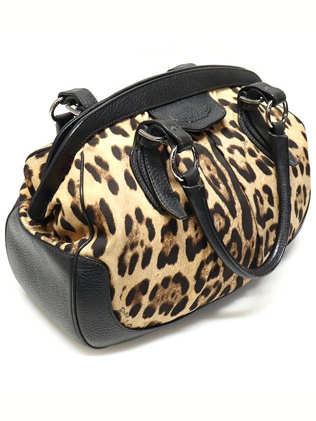 Black Leather Leopard Print ANIMALIER Large Shoulder Bag - DOLCE&GABBANA - BALAAN 2