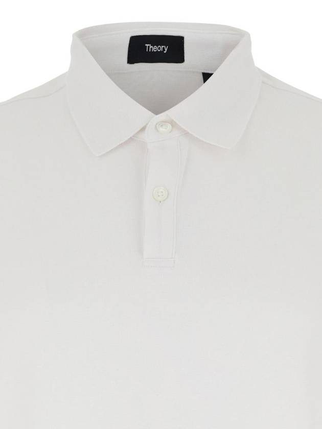 White Polo Shirt With Button Closure In Cotton Man - THEORY - BALAAN 3