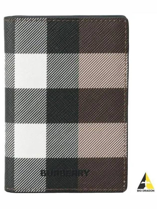 Checked Leather Card Wallet Dark Birch Brown - BURBERRY - BALAAN 2