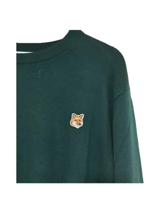 Fox Head Patch Classic Round Neck Knit Top Deep Green - MAISON KITSUNE - BALAAN 3