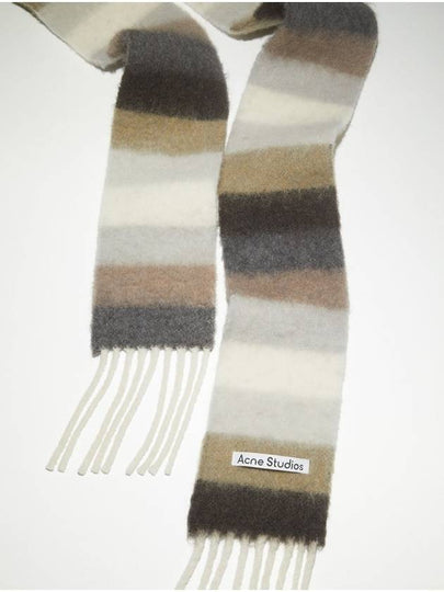 Skinny Wool Alpaca Fringe Scarf Olive Green Grey - ACNE STUDIOS - BALAAN 2