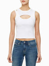 JEANS Women s White Layered Cut Out Tank Top J223349 YAF - CALVIN KLEIN - BALAAN 1