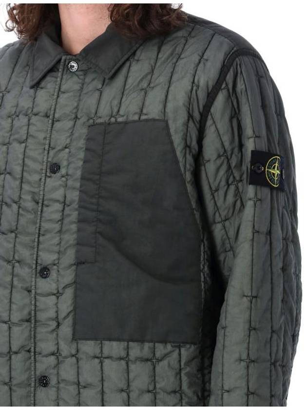 Men's Stella Wappen Patch Quilted Jacket Green - STONE ISLAND - BALAAN 4