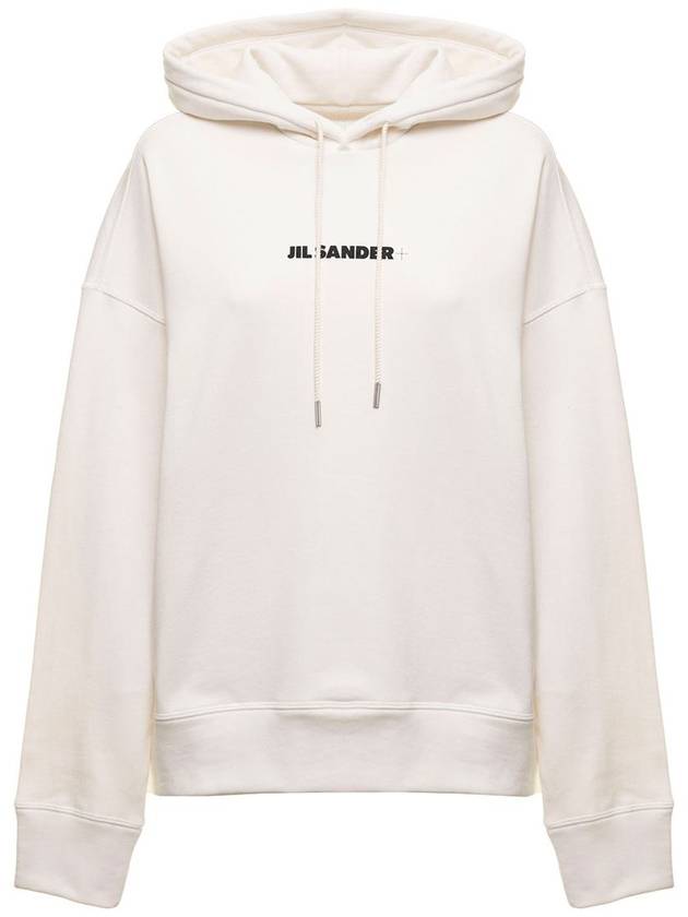 Logo Print Cotton Hoodie Cream - JIL SANDER - BALAAN 2