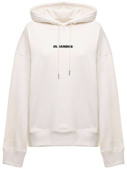 Logo Print Cotton Hoodie Cream - JIL SANDER - BALAAN 2