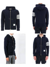 Engineered 4 Bar Diagonal Zip Up Hoodie Navy - THOM BROWNE - BALAAN 7