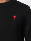 Heart Logo Patch Knit Top Black - AMI - BALAAN 4