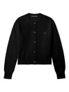 Face Logo Wool Cardigan Black Women s - ACNE STUDIOS - BALAAN 1