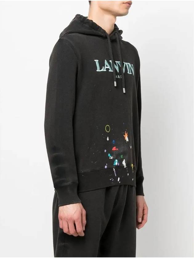 X Gallery Department Logo Embroidery Painting Sweatshirt Hooded Sweatshirt Washed Black TOG698 S1 - LANVIN - BALAAN 4