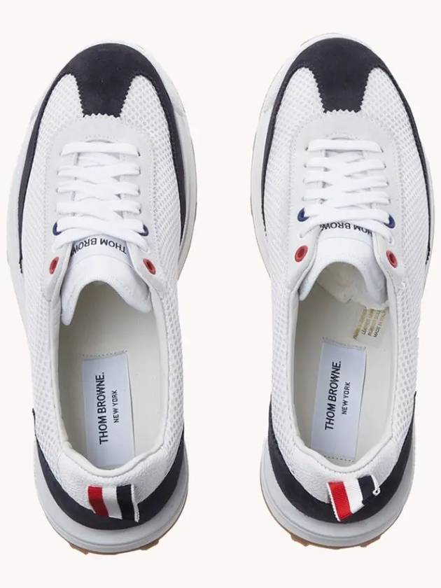 Fine Kid Suede Tech Runner Sneaker Navy - THOM BROWNE - BALAAN 4