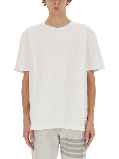 Men's Center Back Striped Short Sleeve T-Shirt White - THOM BROWNE - BALAAN 2