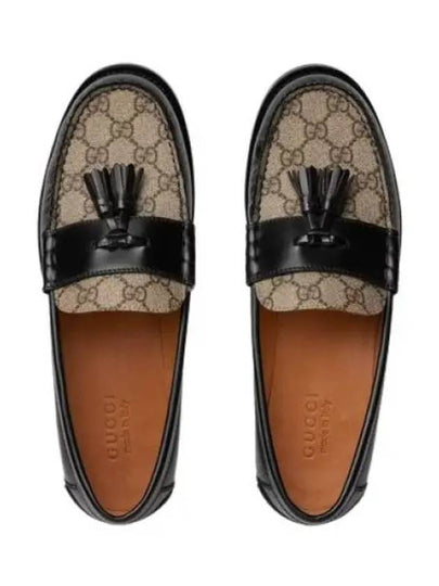 Tassel GG Supreme Canvas Leather Loafers Black - GUCCI - BALAAN 2