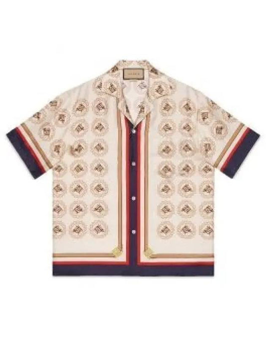 Silk Twill Equestrian Print Shirt Ivory Gold - GUCCI - BALAAN 2