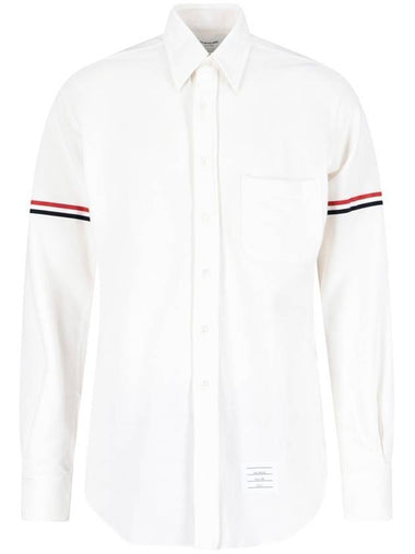 Classic Pique RWB Armband Long Sleeve Shirt White - THOM BROWNE - BALAAN 1