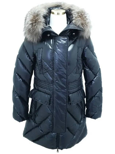 Women's Dinard Goose Down Fox Fur Long Padding Black - MONCLER - BALAAN 2