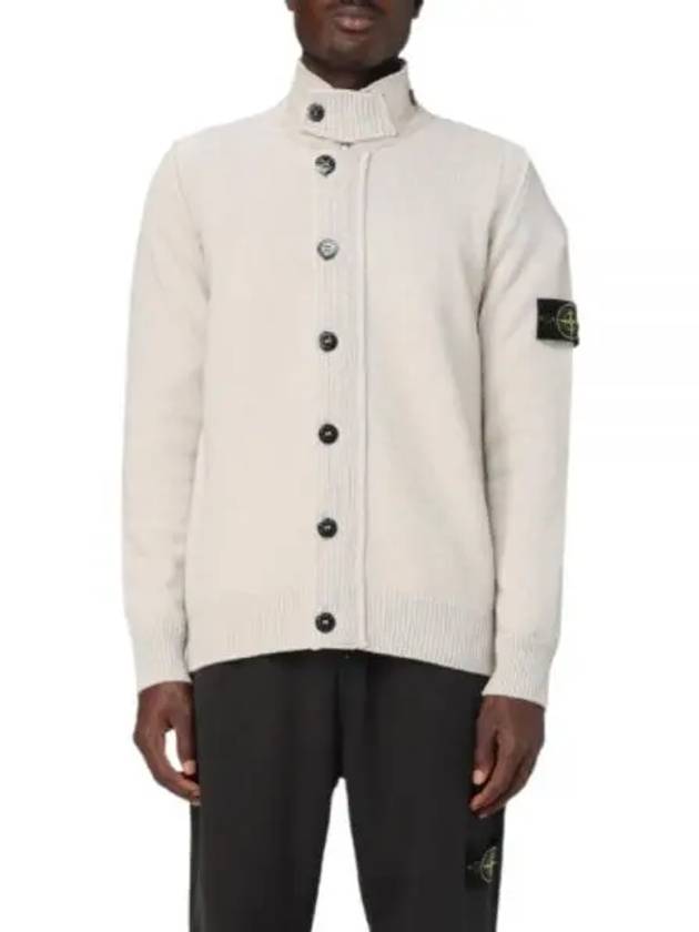 Wappen High Neck Button Up Wool Cardigan Plaster - STONE ISLAND - BALAAN 2