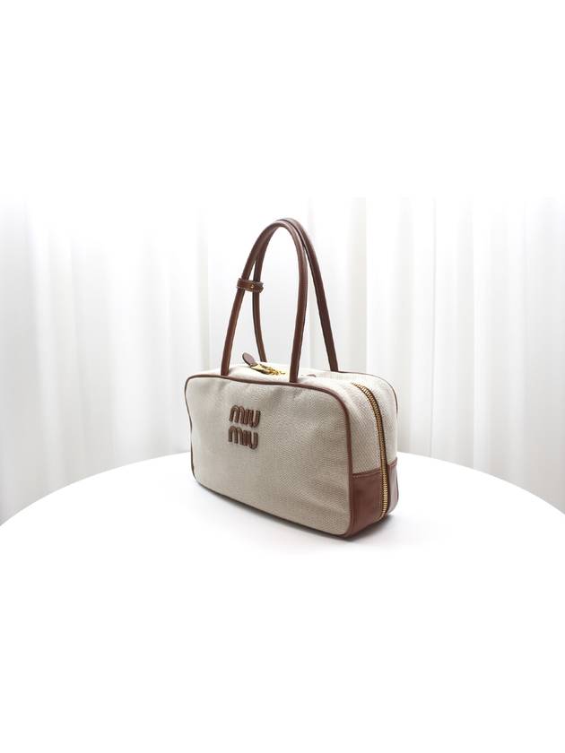 Canvas Beige Brandy Top Handle Bag 5BB163 - MIU MIU - BALAAN 3