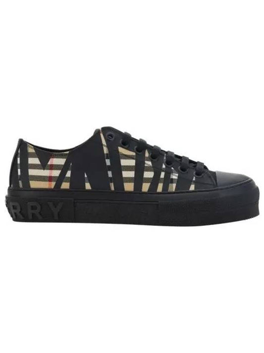 Slice Check Cotton Low Top Sneakers Black Archive Beige - BURBERRY - BALAAN 2