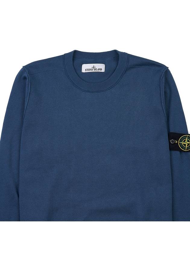 Logo Patch Knit Top Blue - STONE ISLAND - BALAAN 4